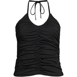 Land's End Ruched V Neck halter tankini swim top black wear four ways size 14
